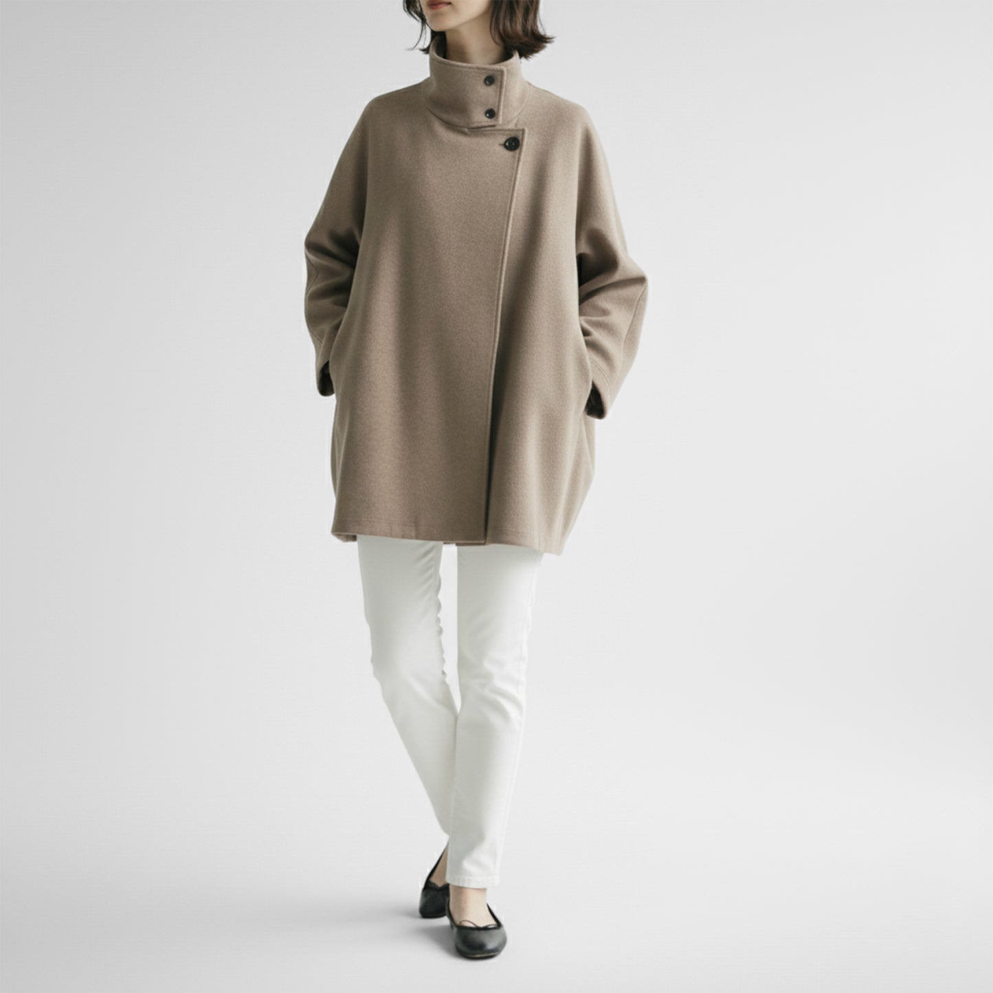 25AW cafune スタンドカラー ケープコート 545403