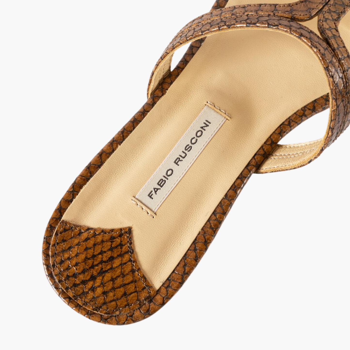 FABIO RUSCONI PYTHON PATTERN FLAT SANDALS