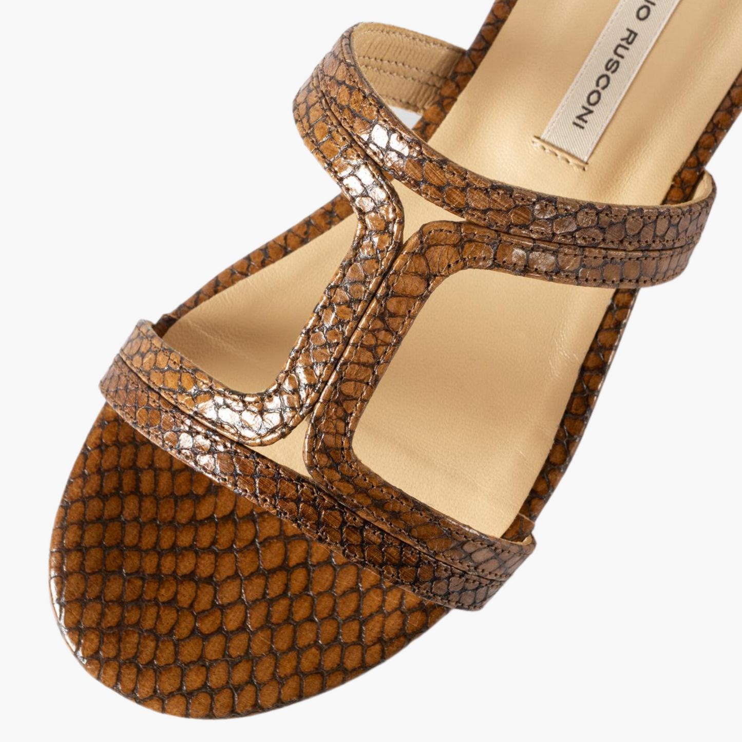 FABIO RUSCONI PYTHON PATTERN FLAT SANDALS