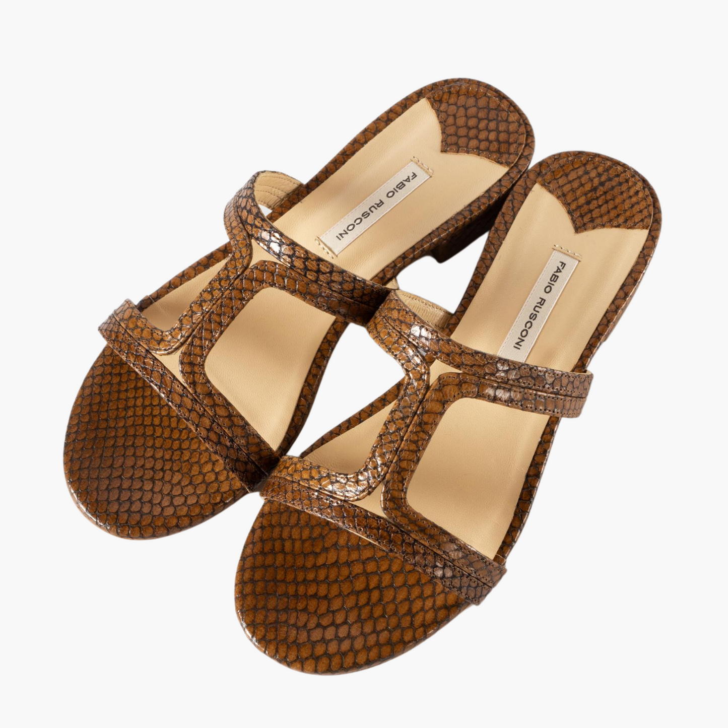 FABIO RUSCONI PYTHON PATTERN FLAT SANDALS