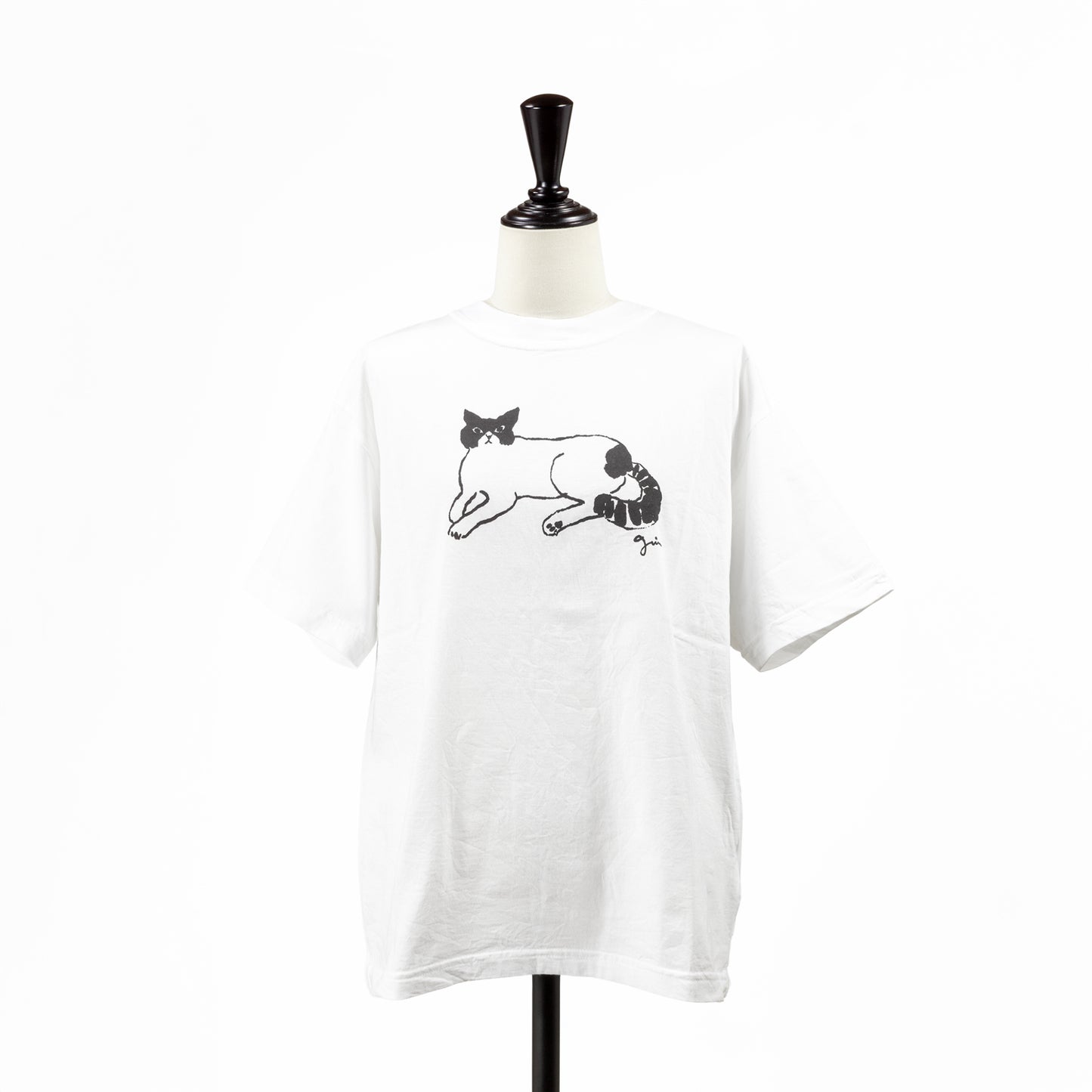 25SS grin エーゲ海天竺くつろぎねこプリントTシャツ