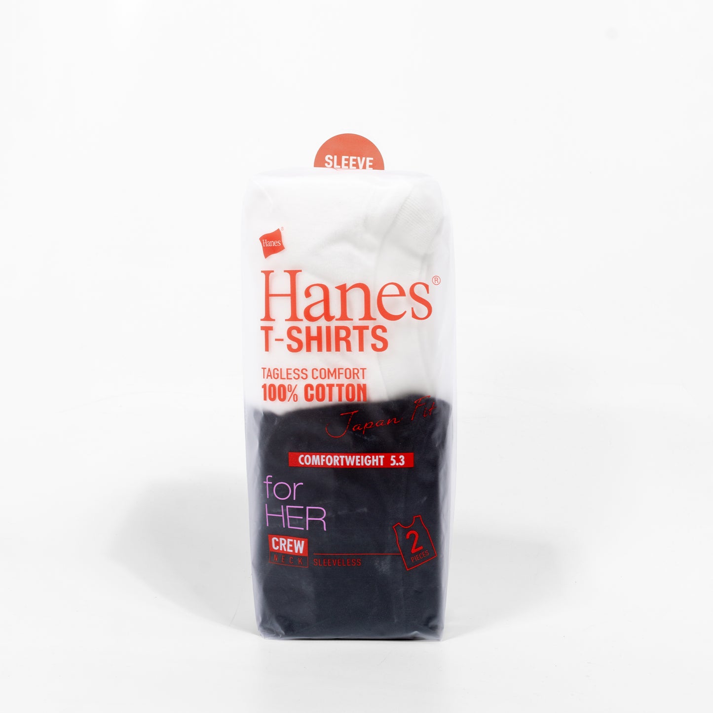 25SS Hanes ジャパンフィットスリーブレスTシャツ 5.3oz ホワイト&ブラック2枚組