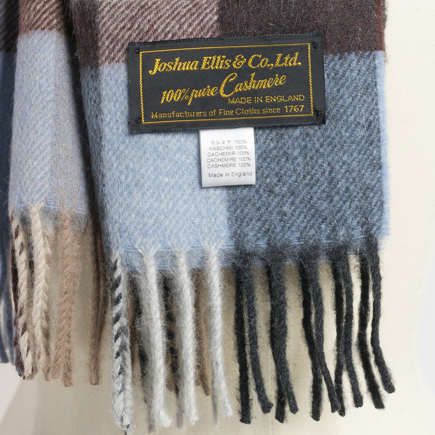 Joshua Ellis SURPLUS CHECK CASHMERE STOLE 30×180 RWC51046