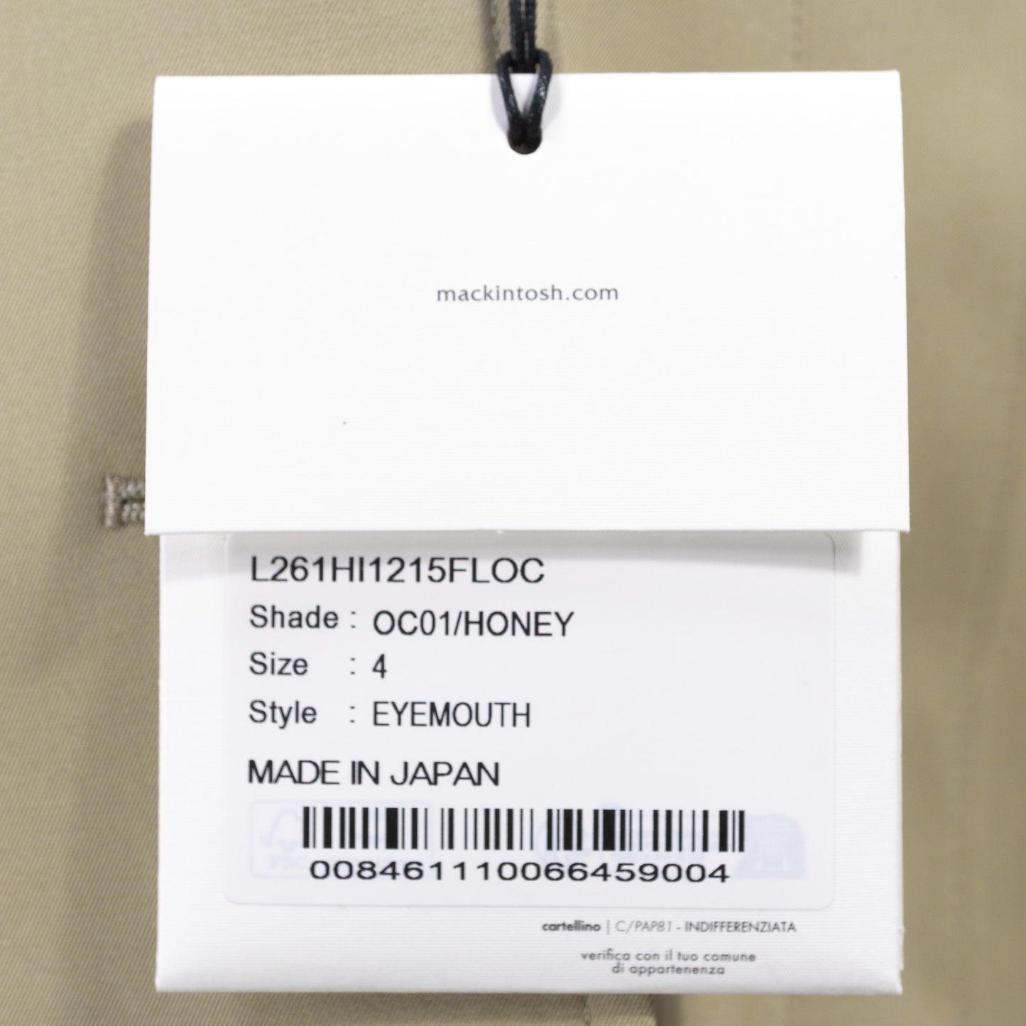 26SS MACKINTOSH EYEMOUTH クロップド丈トレンチコート L261HI1215FLOC