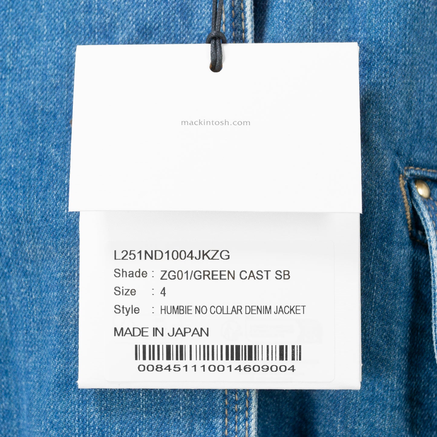 25SS MACKINTOSH HUMBIE ノーカラーデニムジャケット ZG
