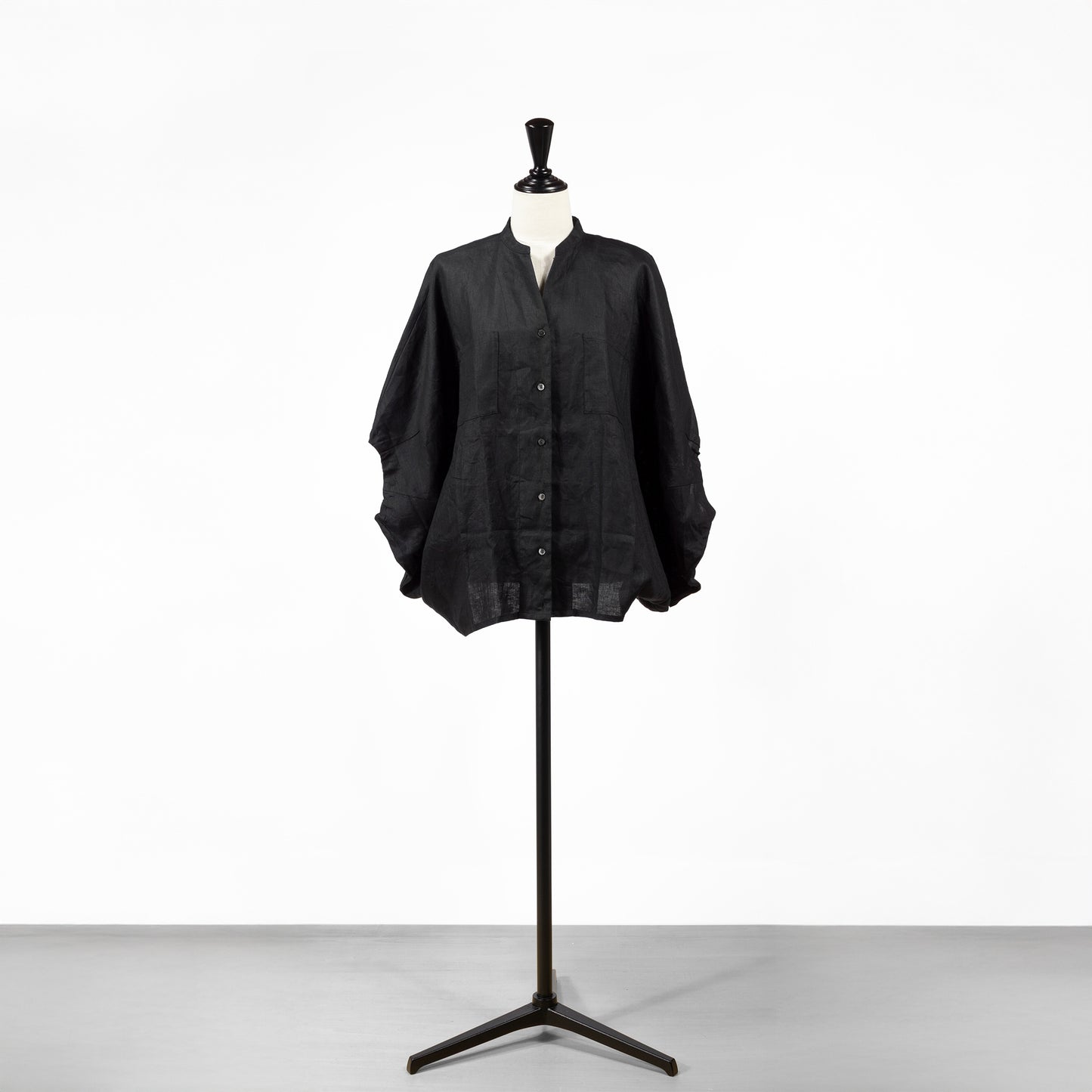 25SS mizuiro ind リネンスタンドカラーコクーンシャツ