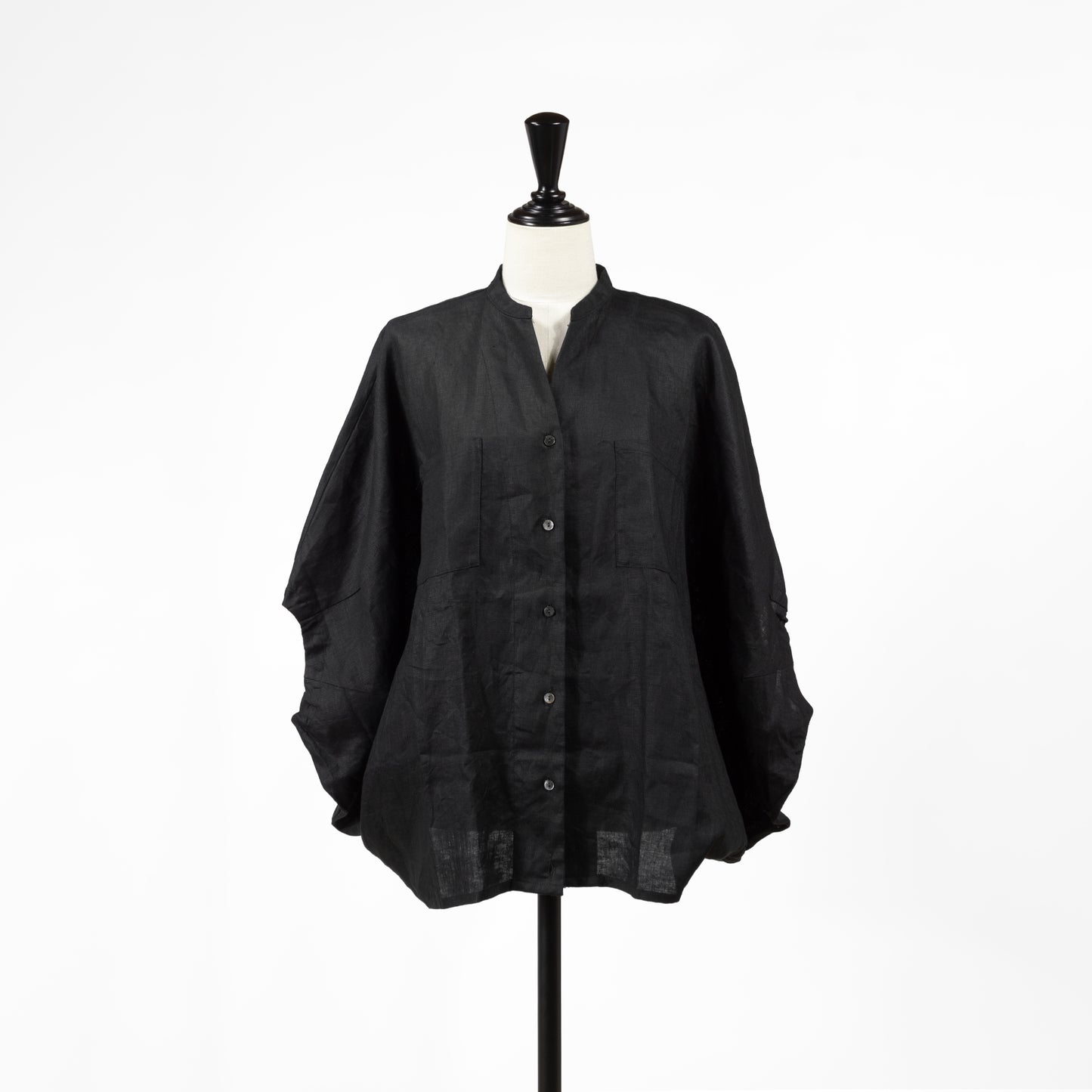 25SS mizuiro ind リネンスタンドカラーコクーンシャツ