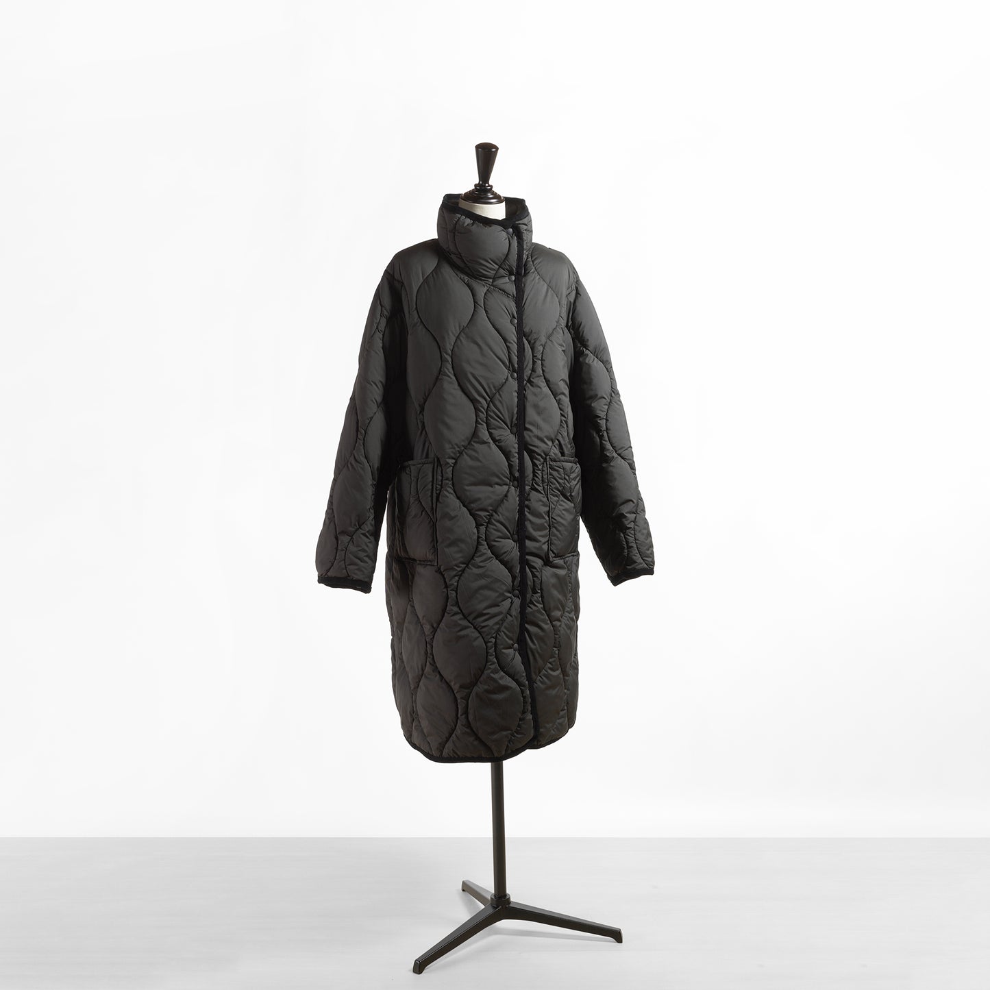mizuiro ind QUILT STAND COLLAR COAT