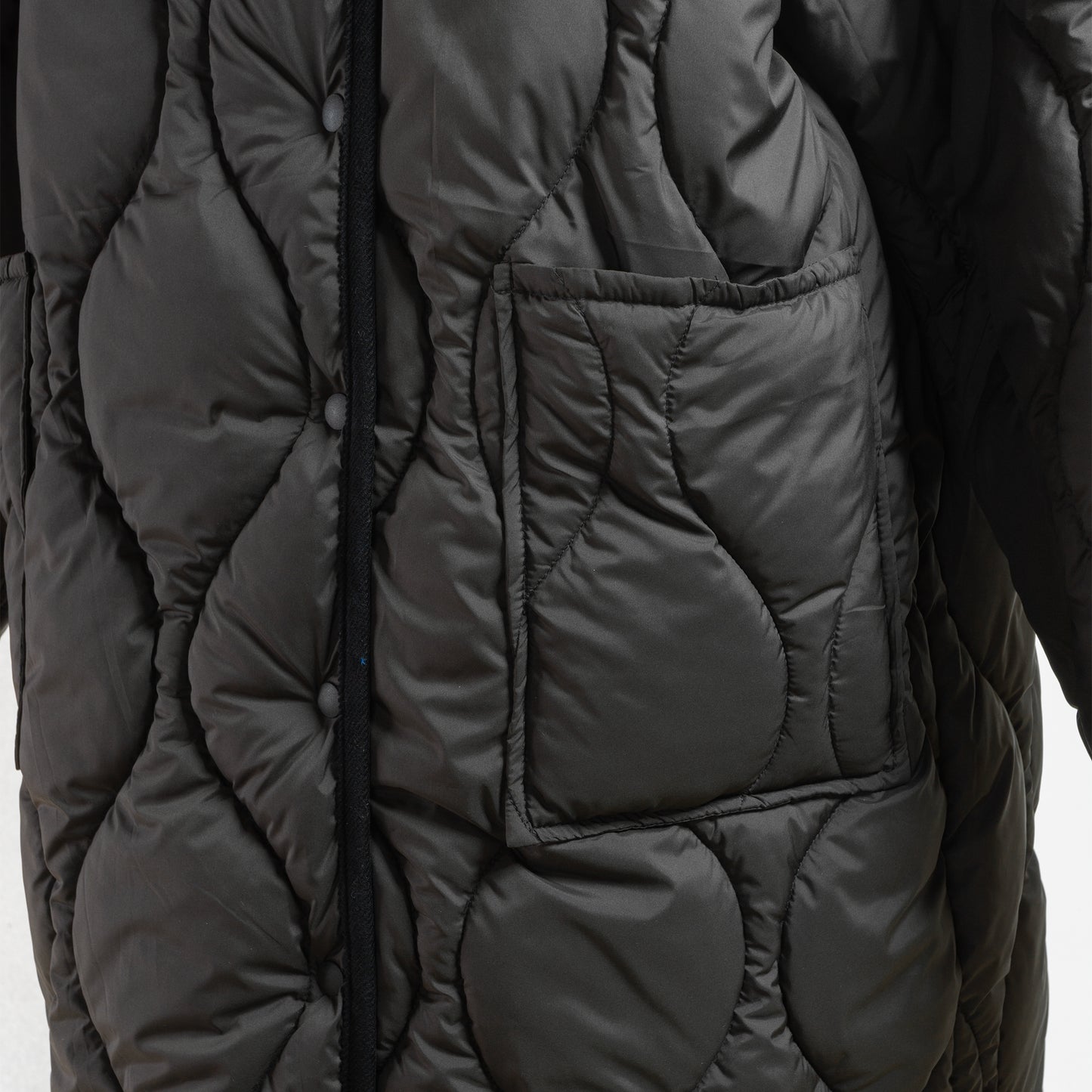mizuiro ind QUILT STAND COLLAR COAT