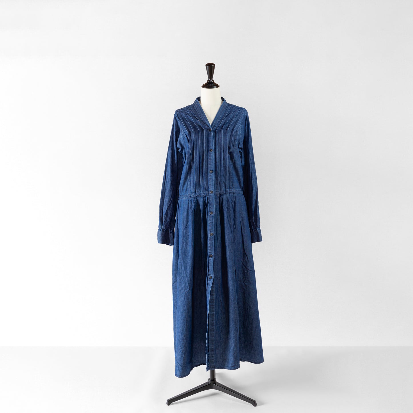 mizuiro ind DENIM PIN TUCKED OP