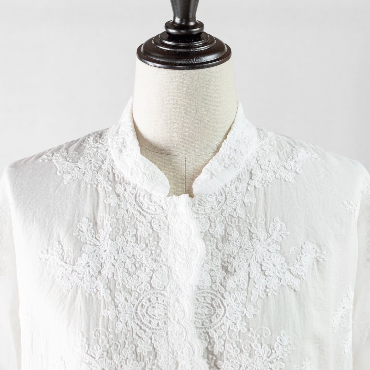 mizuiro ind LACE STAND COLLAR WIDE SHIRT