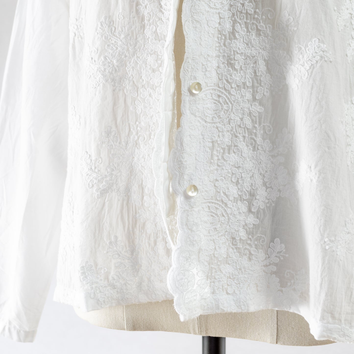 mizuiro ind LACE STAND COLLAR WIDE SHIRT