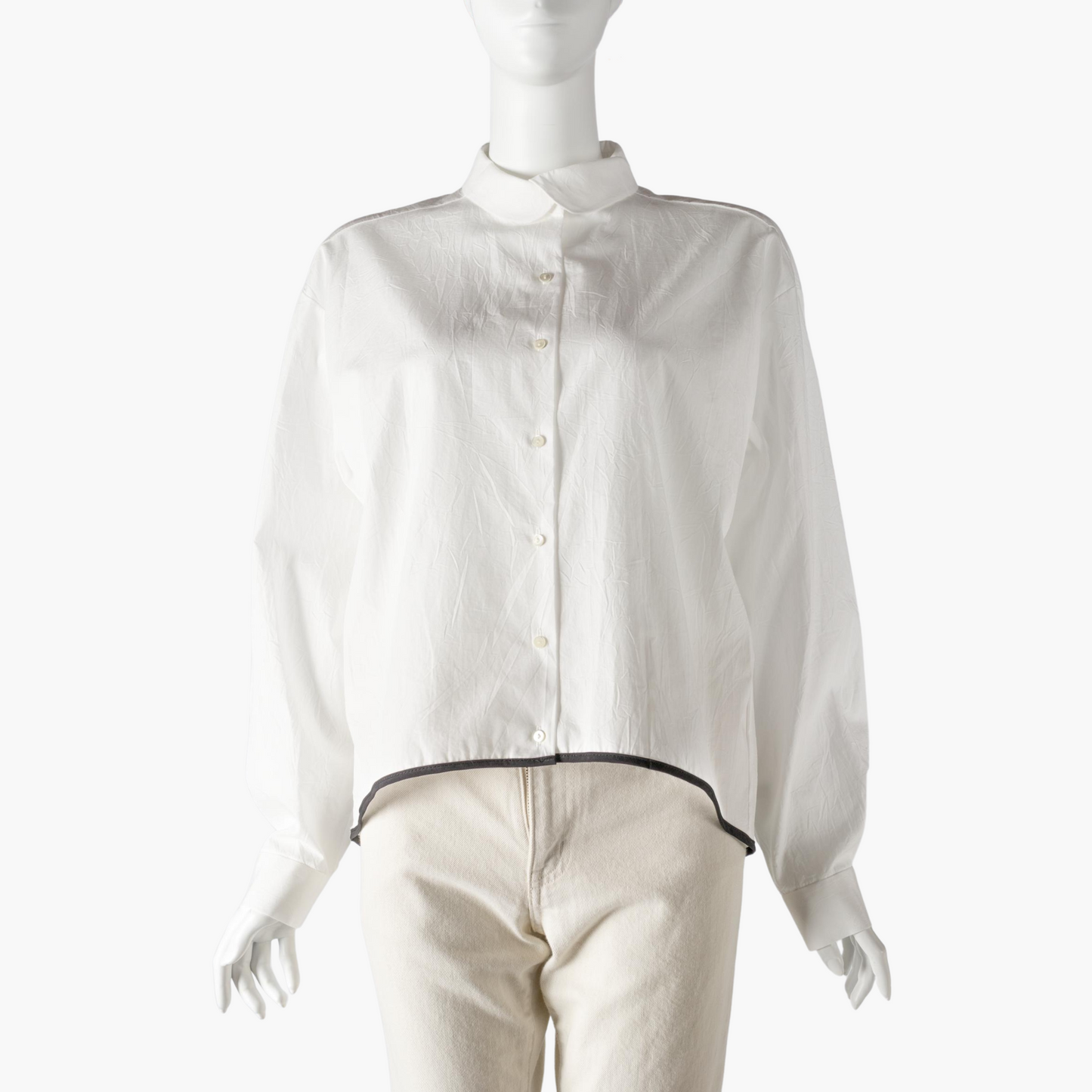 mizuiro ind BICOLOR HEM ROUND COLLAR SHIRT