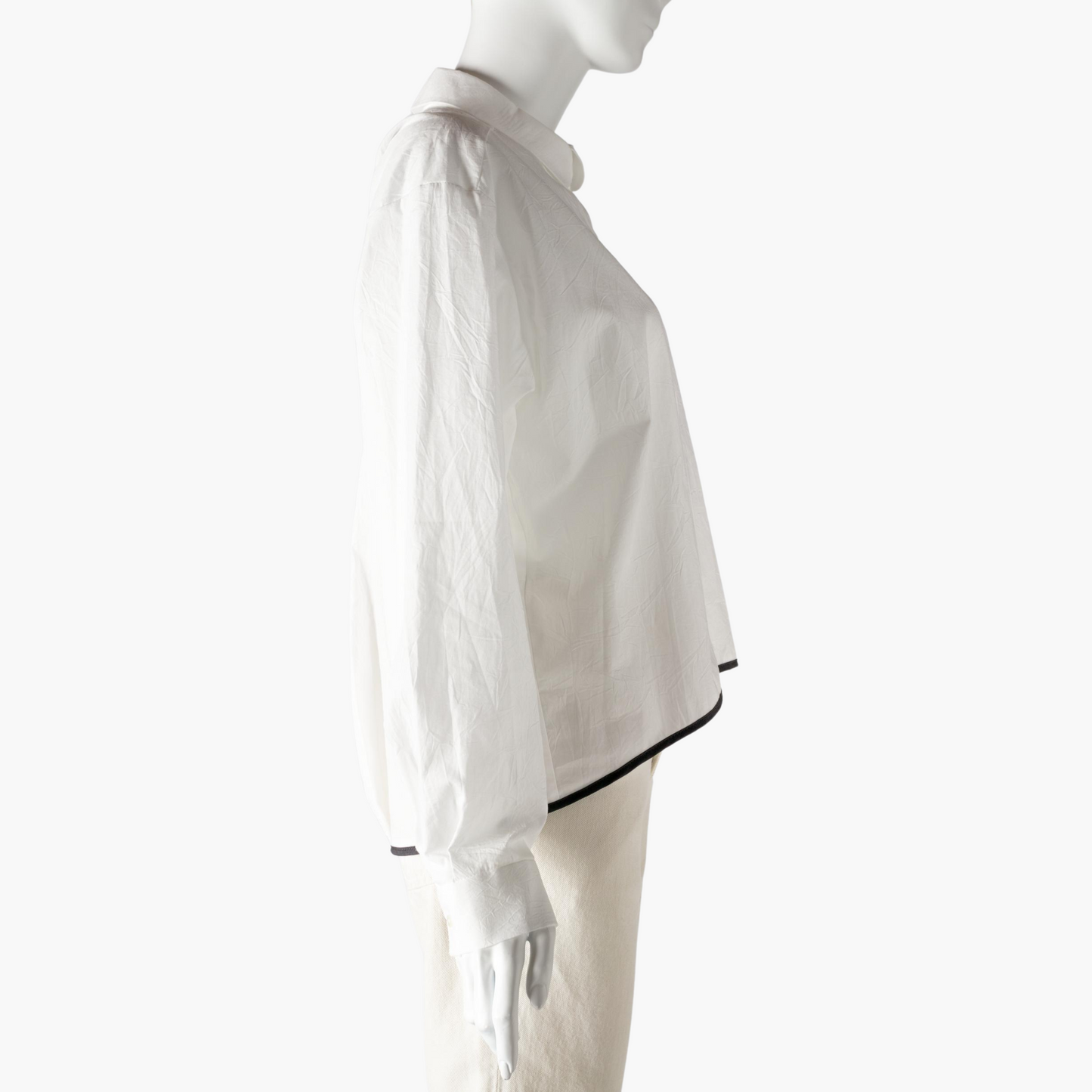mizuiro ind BICOLOR HEM ROUND COLLAR SHIRT