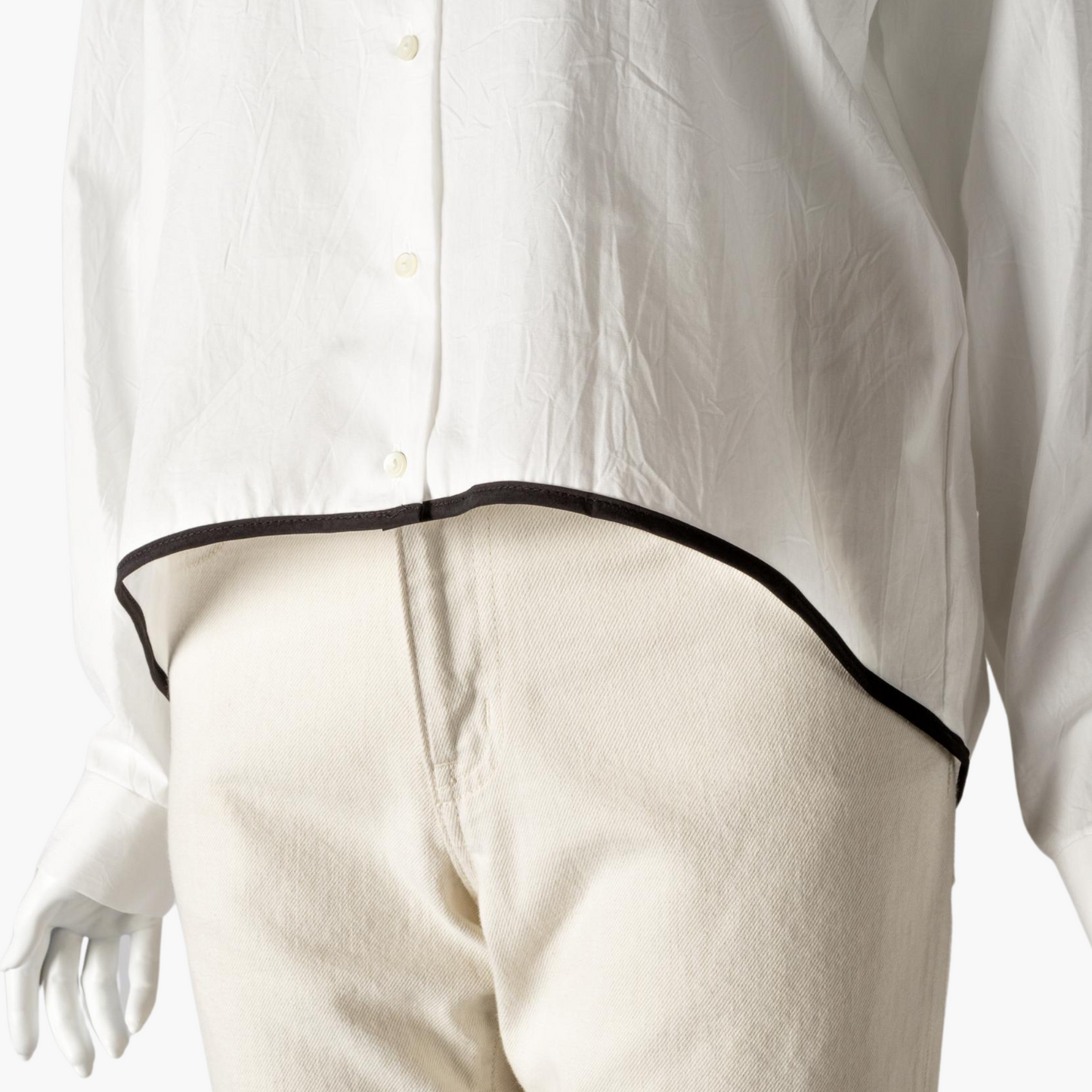 mizuiro ind BICOLOR HEM ROUND COLLAR SHIRT