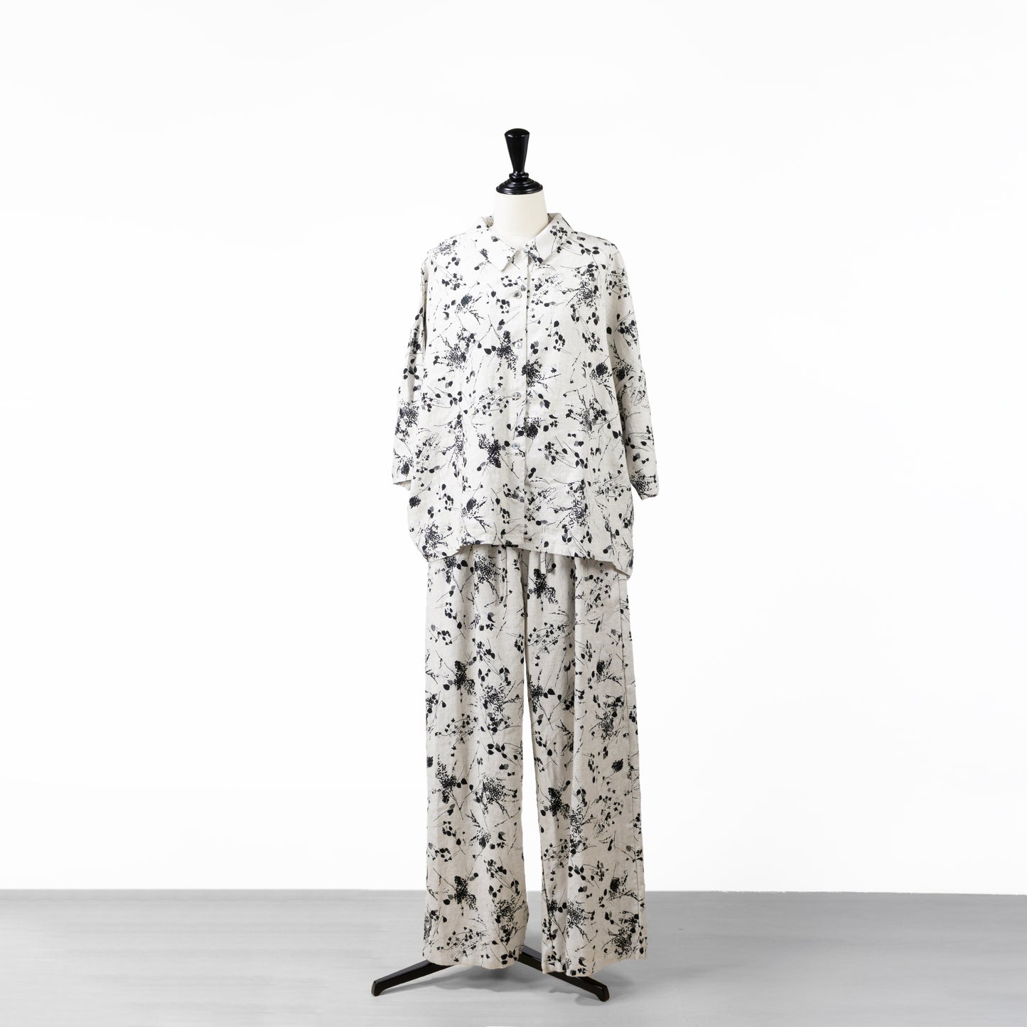 25SS mizuiro ind レーヨンリネンプリントイージーパンツ