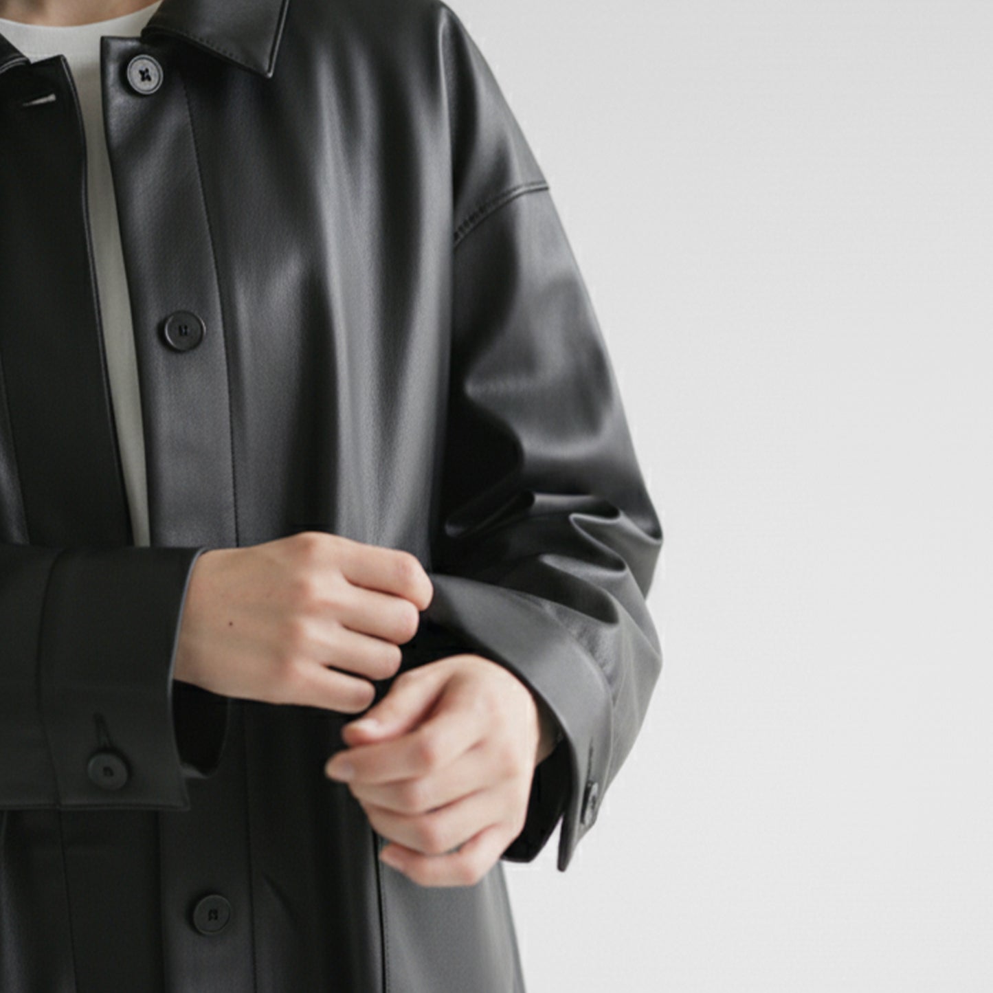 25AW mizuiro ind シンセティックレザーシャツジャケット 3-270069
