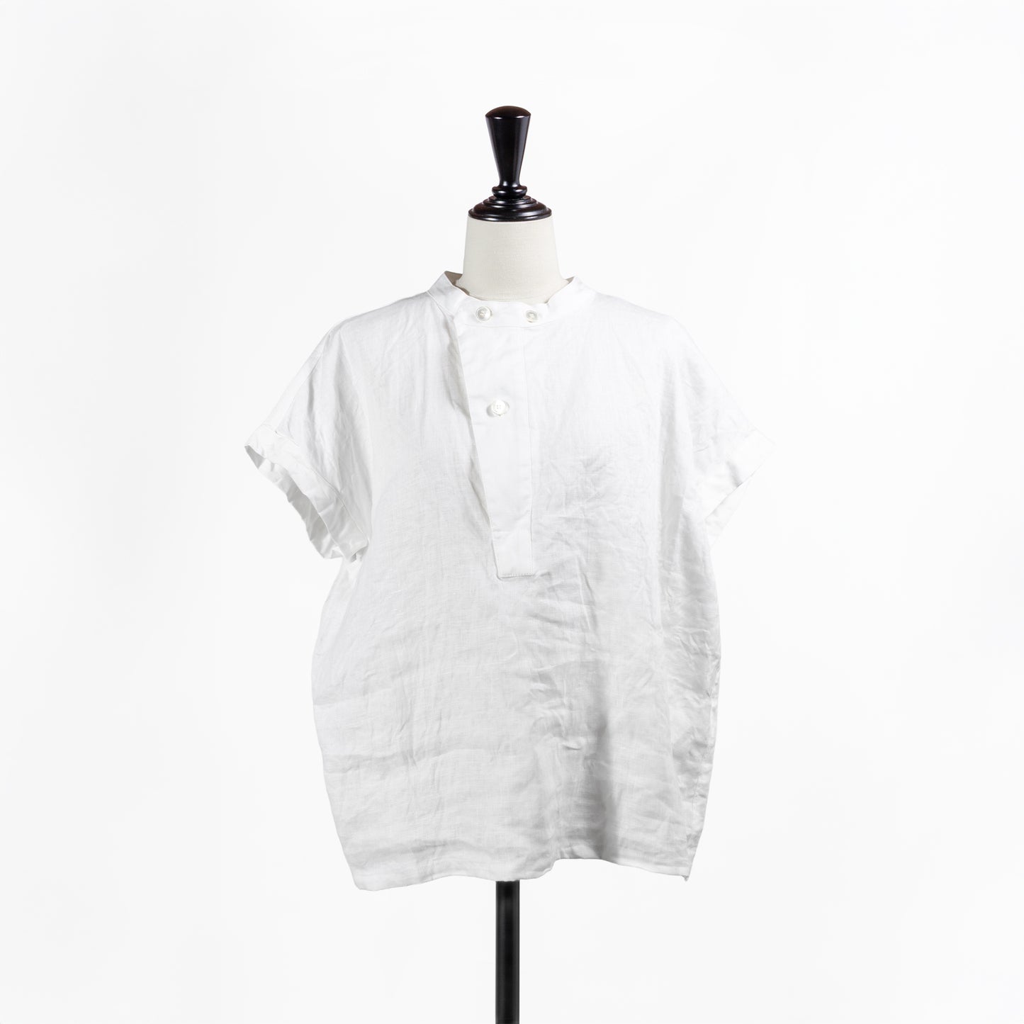 25SS mizuiro ind リネンスタンドカラーコクーンシャツ