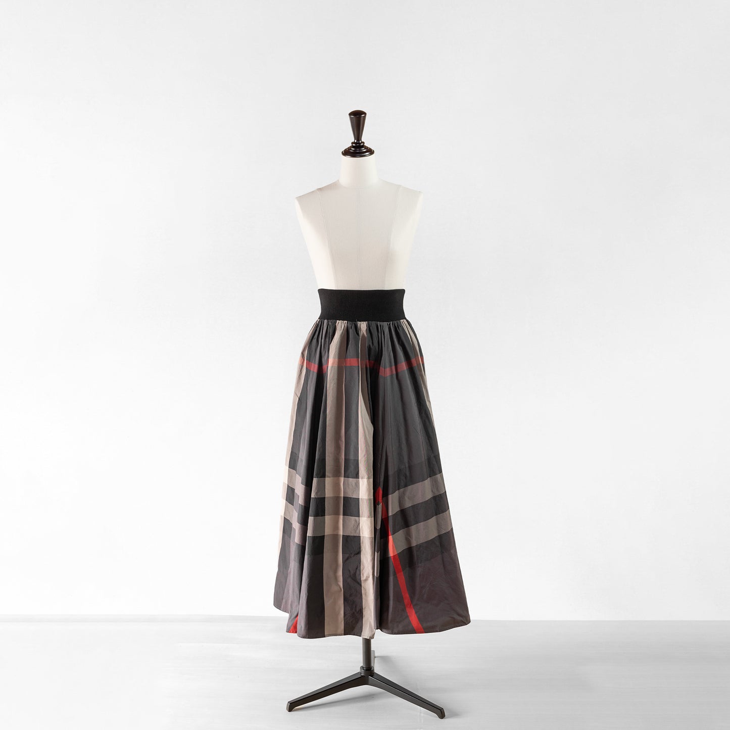 PASSIONE CHECK WAIST RIB CIRCULAR SKIRT