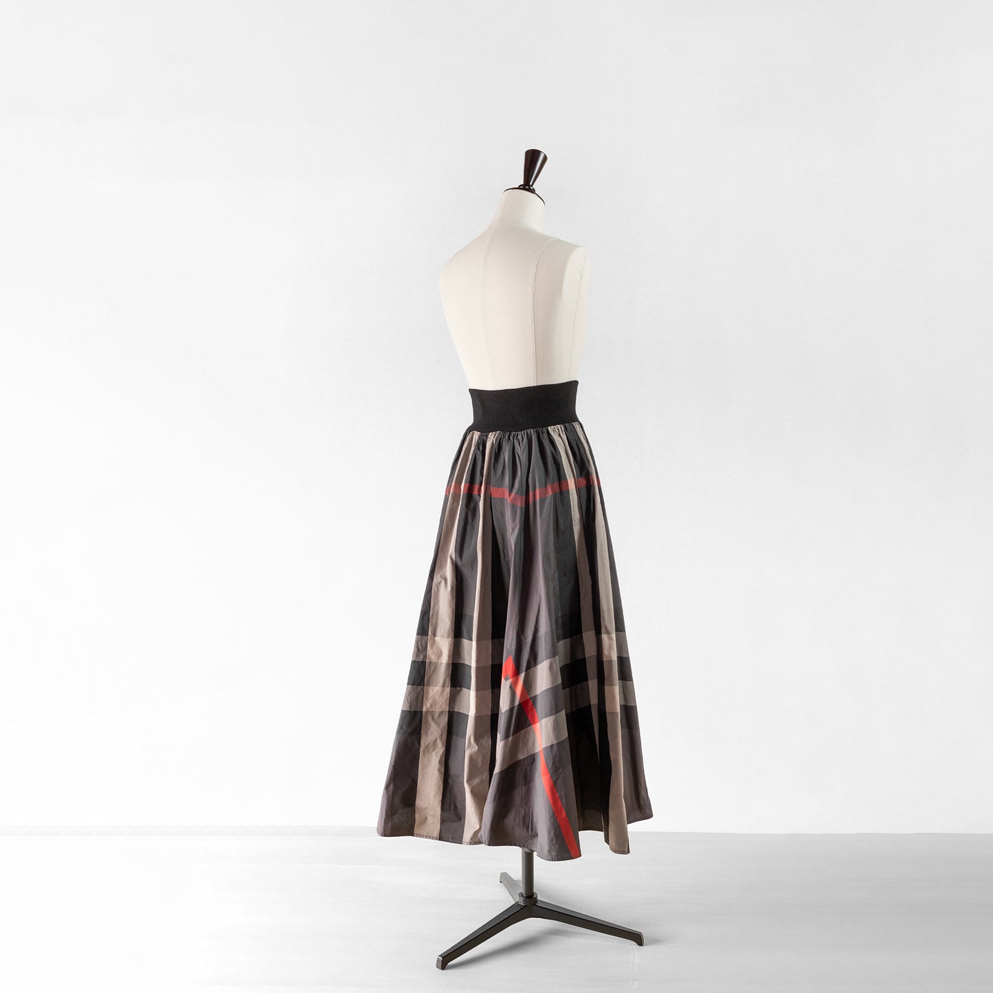 PASSIONE CHECK WAIST RIB CIRCULAR SKIRT