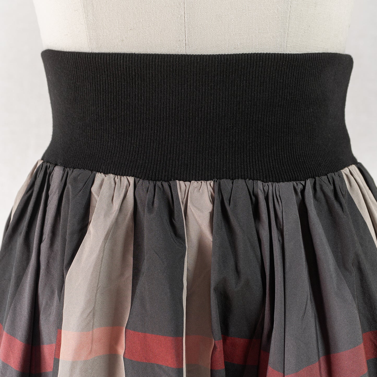 PASSIONE CHECK WAIST RIB CIRCULAR SKIRT