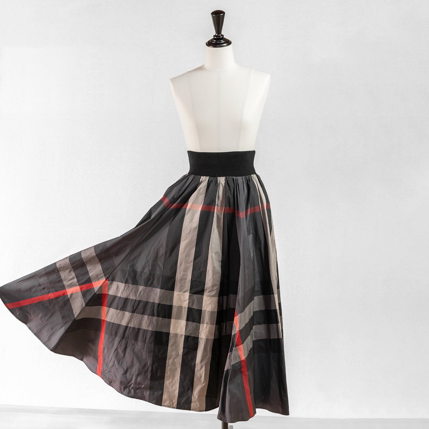 PASSIONE CHECK WAIST RIB CIRCULAR SKIRT