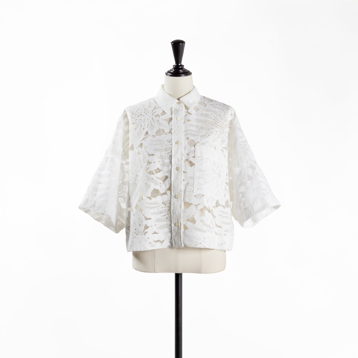 25SS SACRA リーフラッセルレースクロップドシャツ