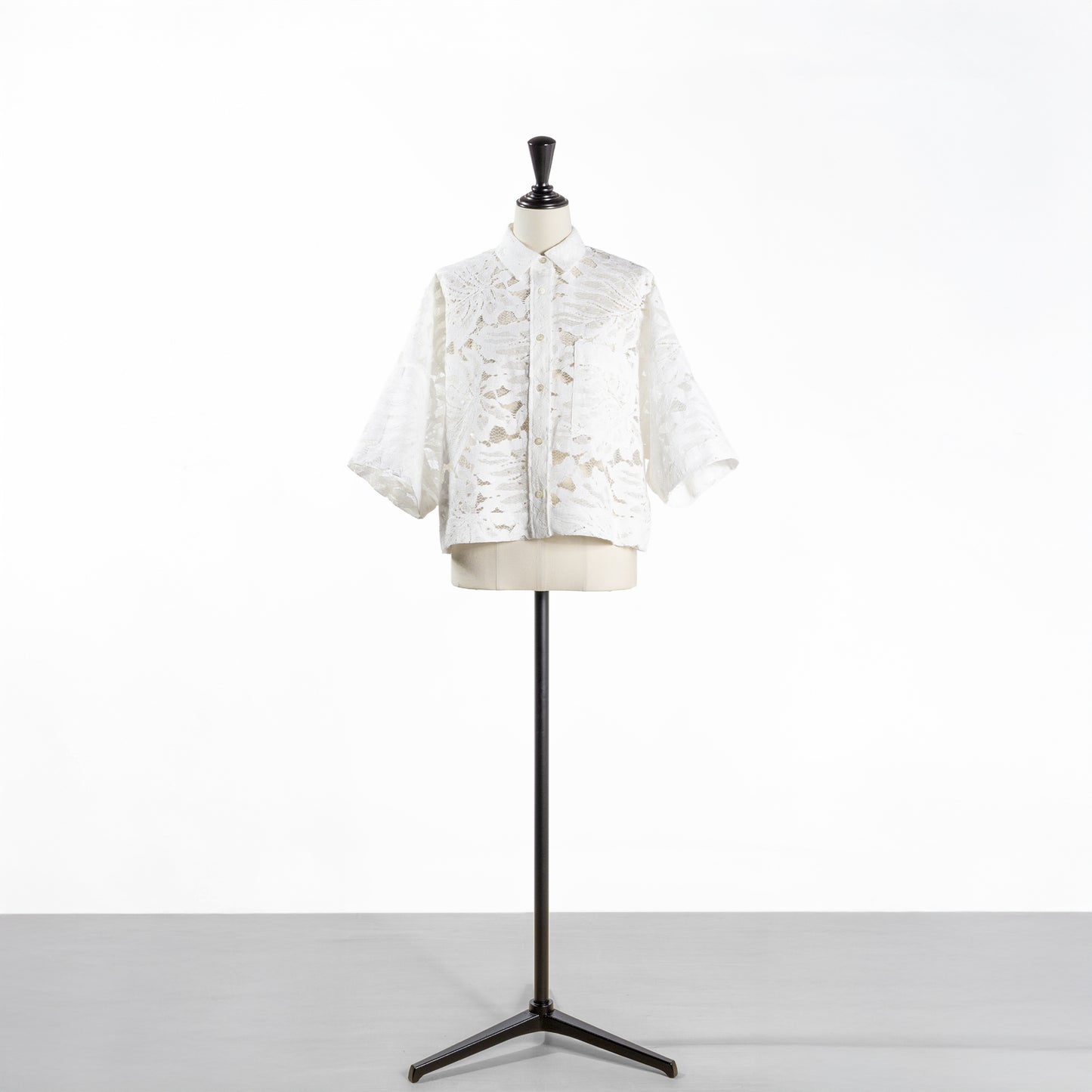 25SS SACRA リーフラッセルレースクロップドシャツ