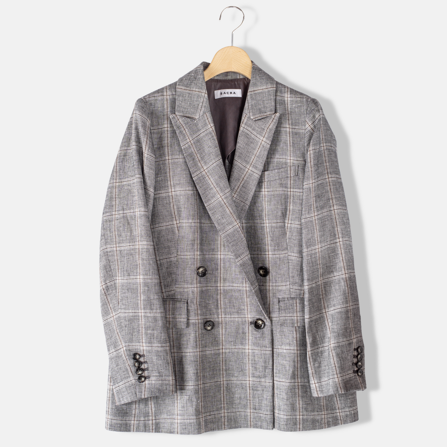 SACRA LINEN COTTON PLAID JACKET