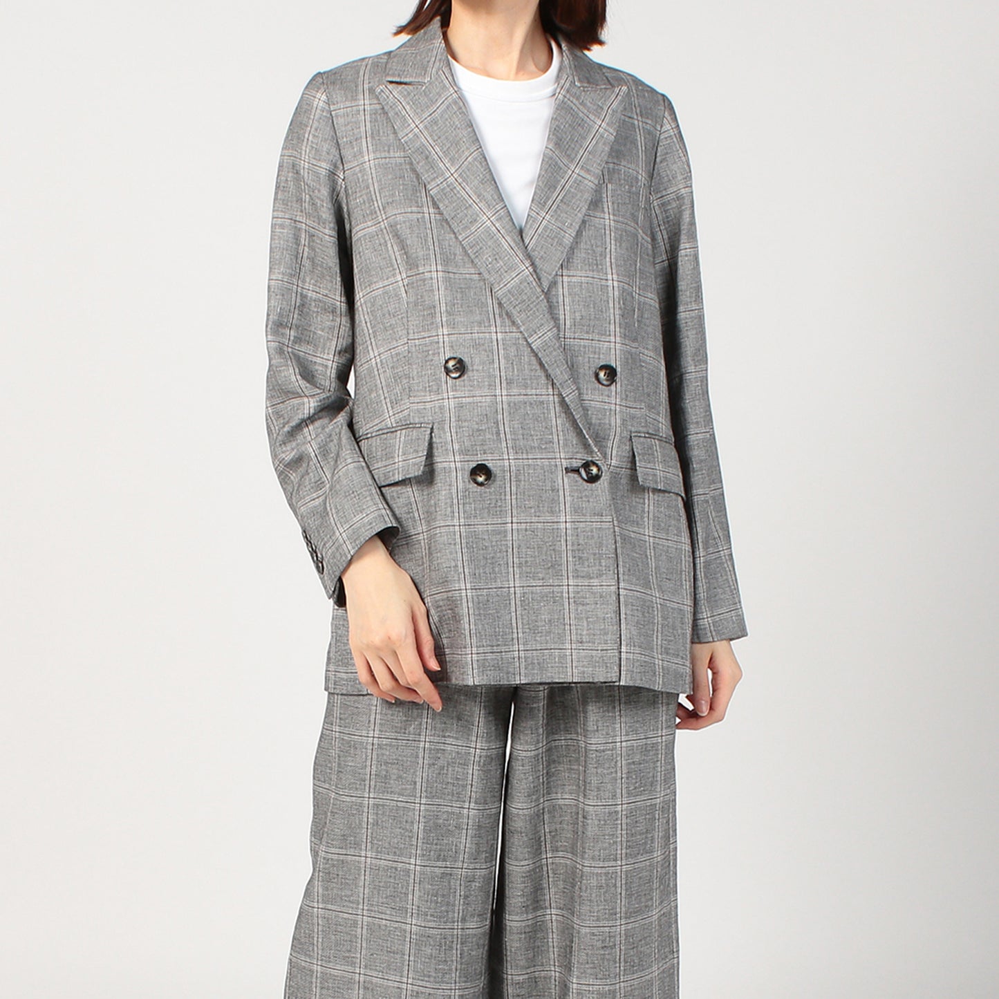 SACRA LINEN COTTON PLAID JACKET