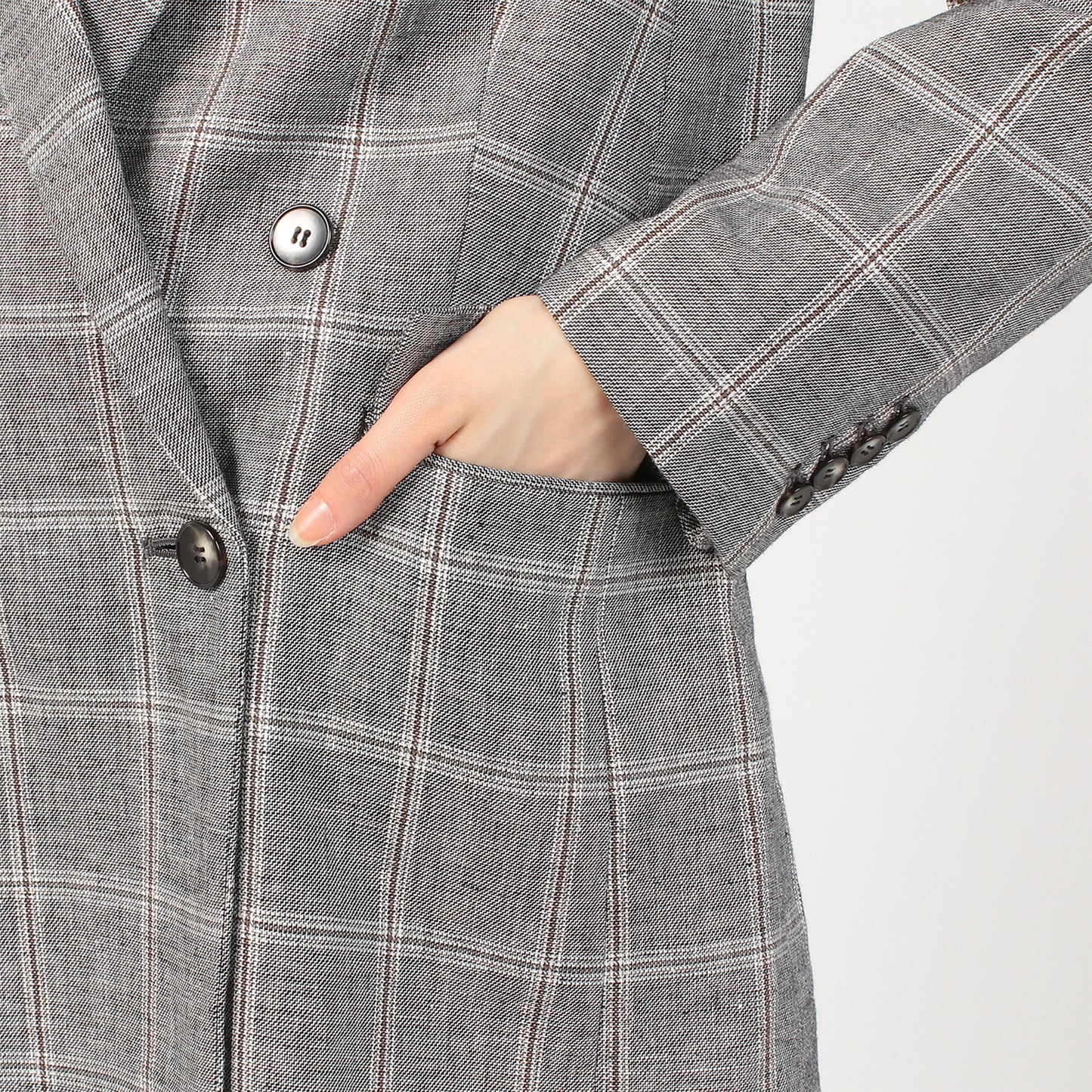 SACRA LINEN COTTON PLAID JACKET