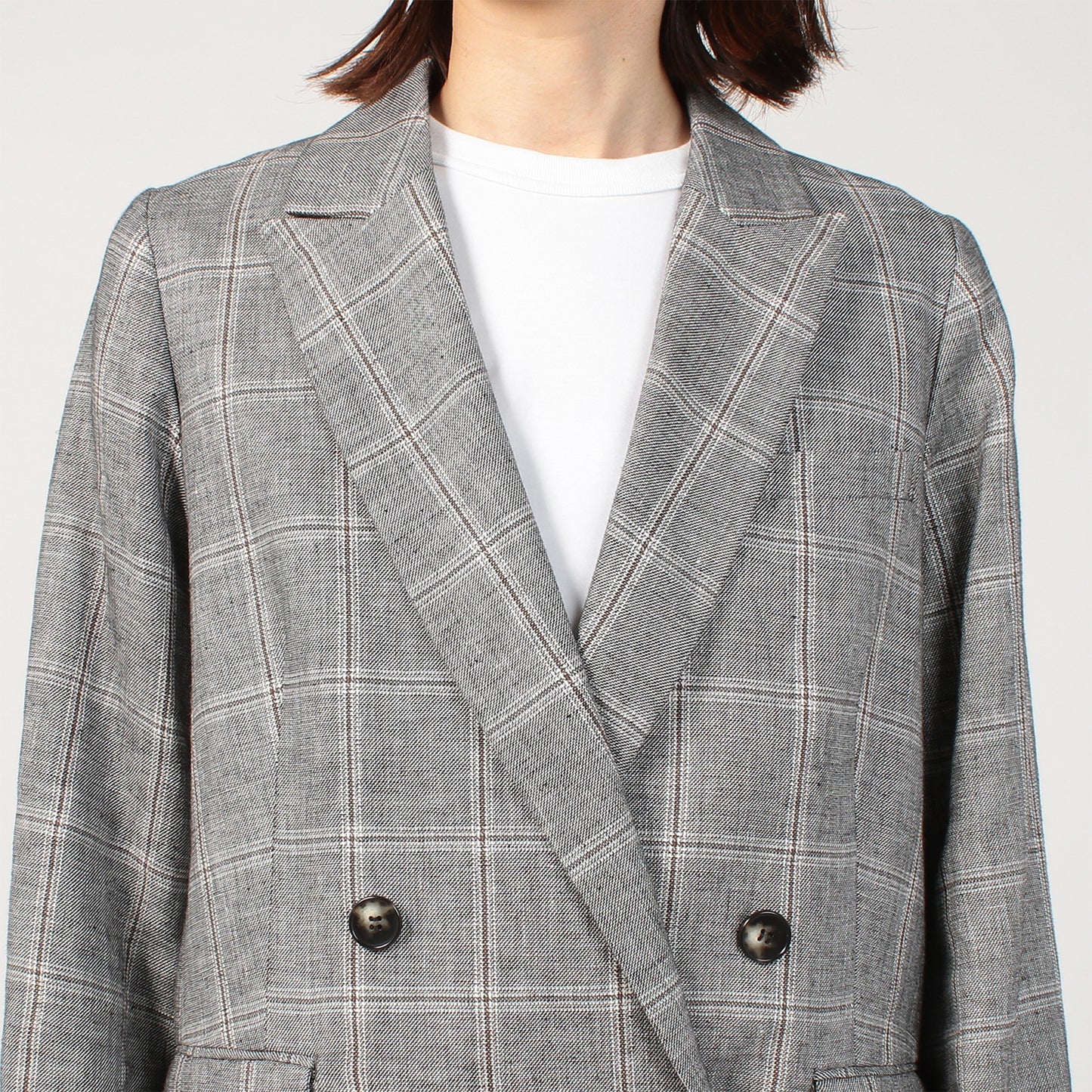SACRA LINEN COTTON PLAID JACKET