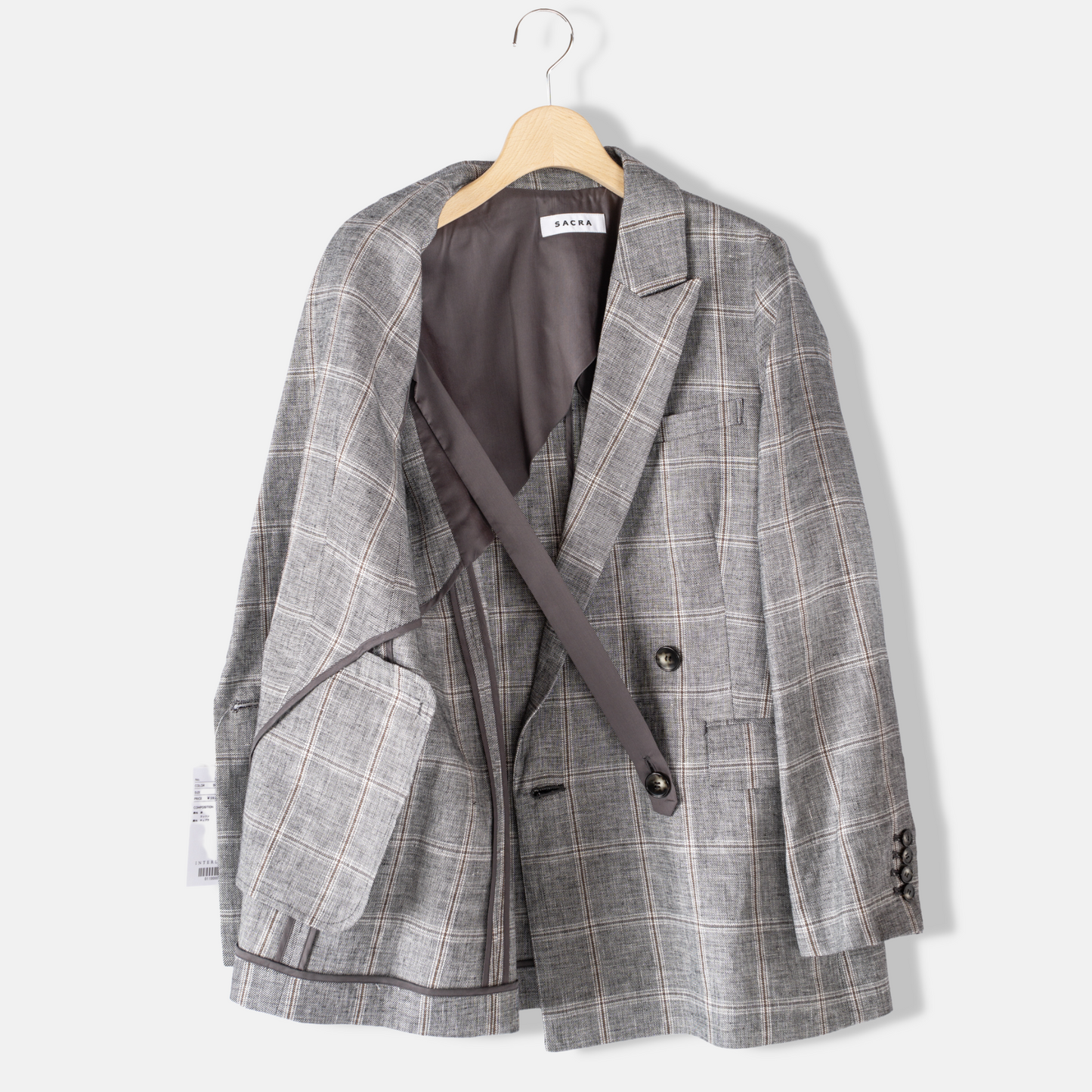 SACRA LINEN COTTON PLAID JACKET