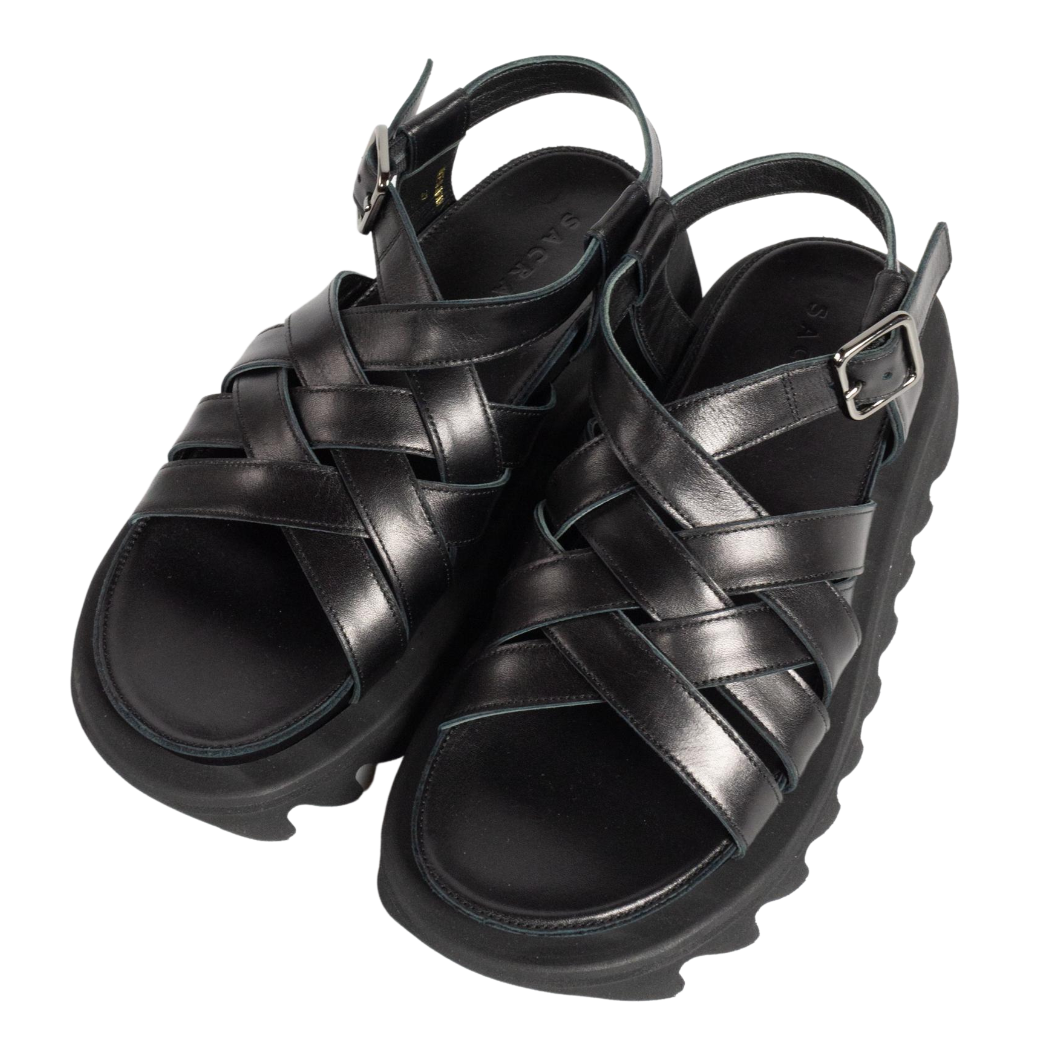 SACRA CROSSED LEATHER SANDAL