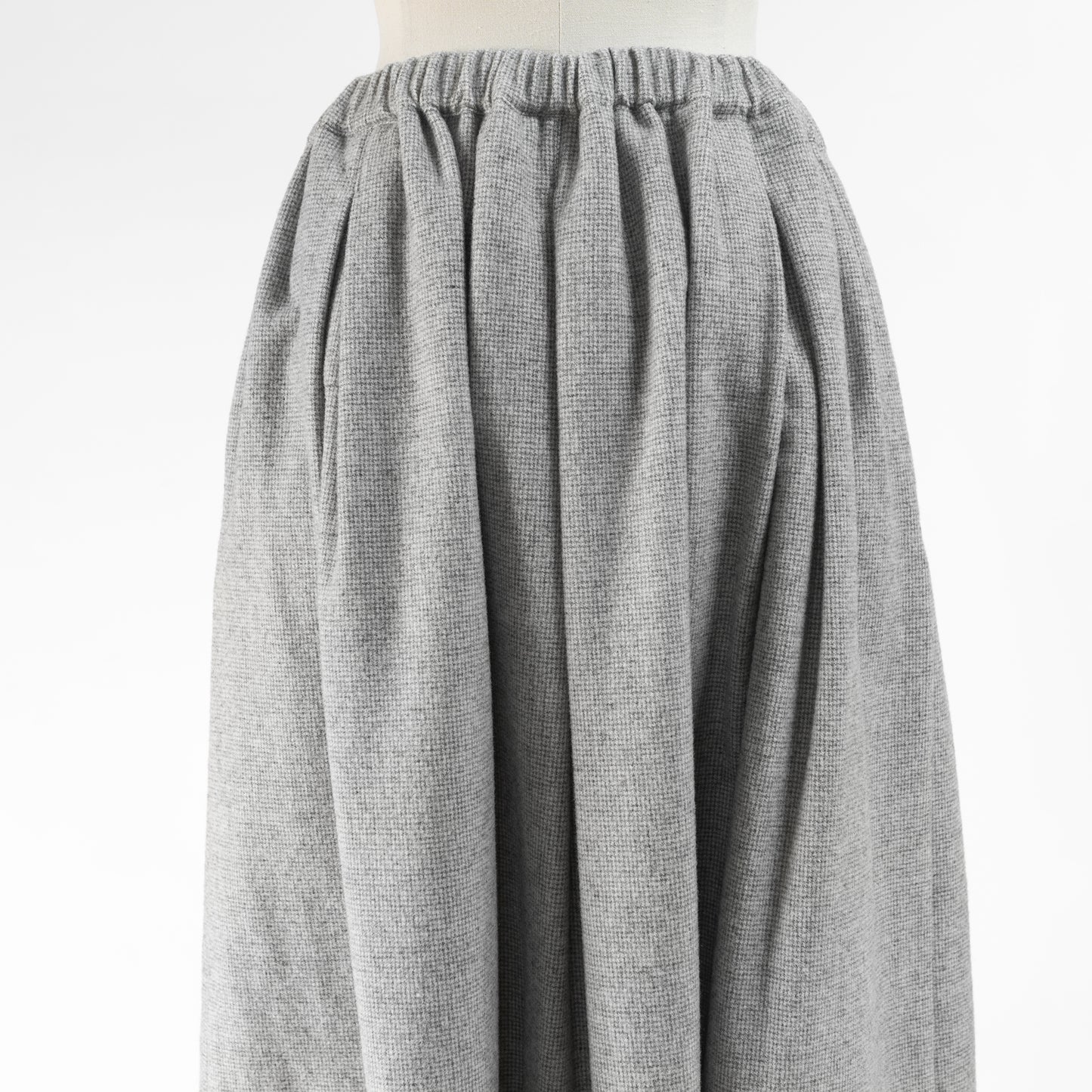 STAMP AND DIARY WOOL CHECK TUCK GATHER SKIRT