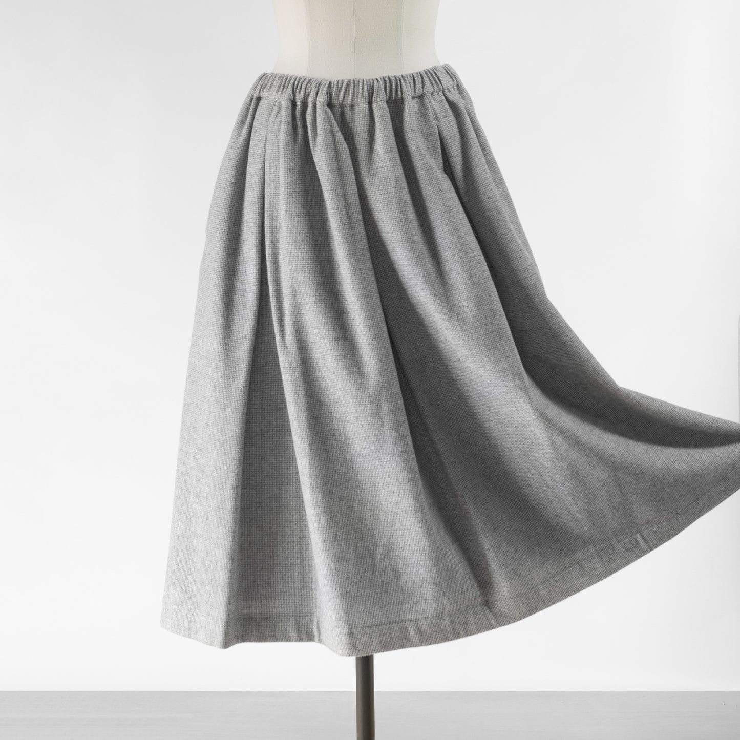 STAMP AND DIARY WOOL CHECK TUCK GATHER SKIRT