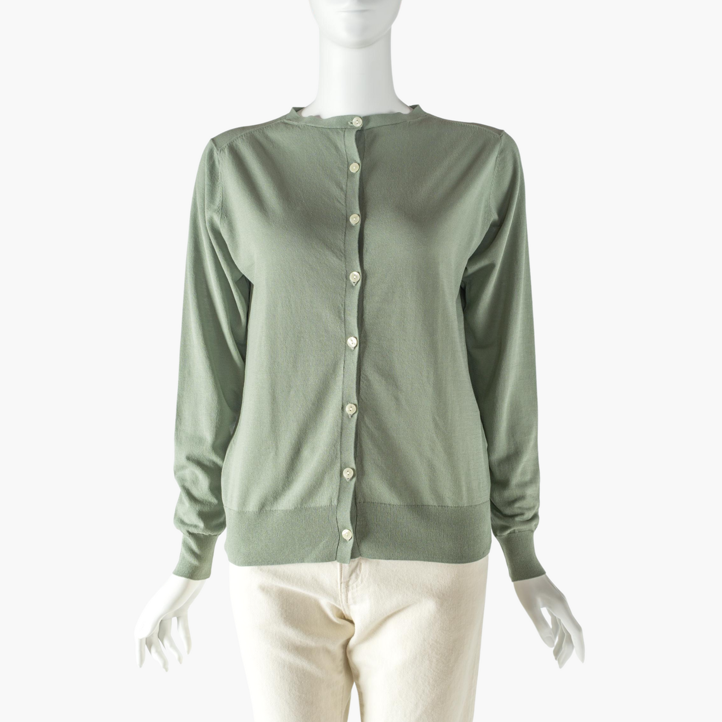 STAMP AND DIARY COOL COTTON STANDARD 2WAY CREW NECK CARDIGAN
