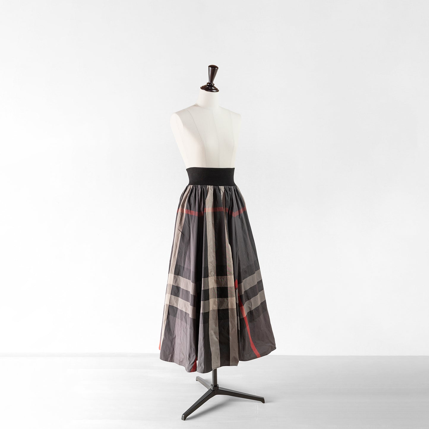 PASSIONE CHECK WAIST RIB CIRCULAR SKIRT