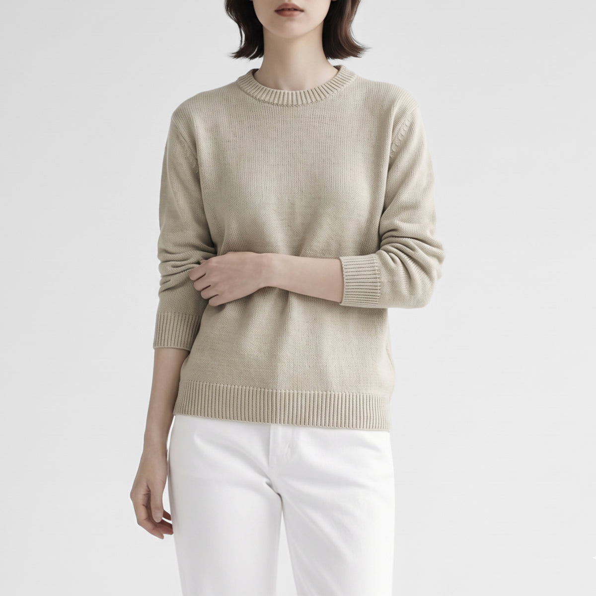 JAMES CHARLOTTE コットンクルーネックニット