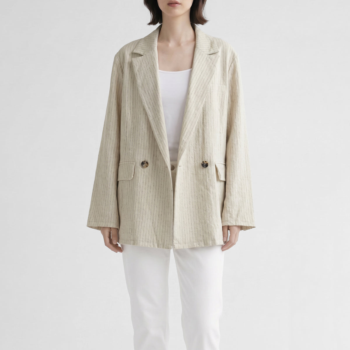 26AW enrica ピンストライプダブルブレストジャケット JACKET036