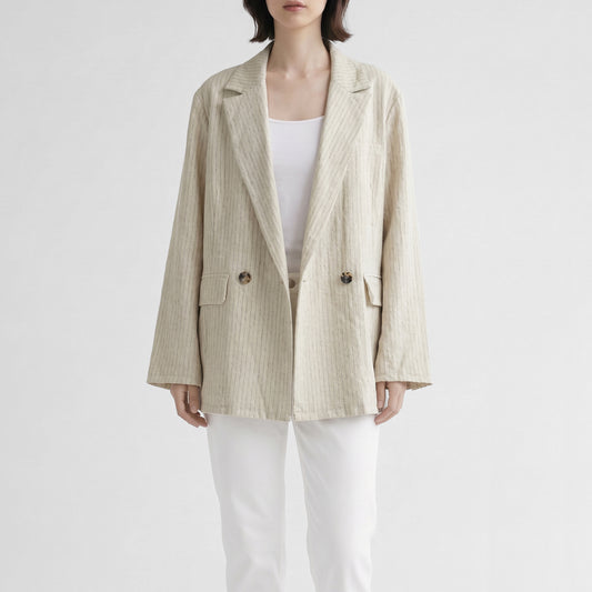 26AW enrica ピンストライプダブルブレストジャケット JACKET036