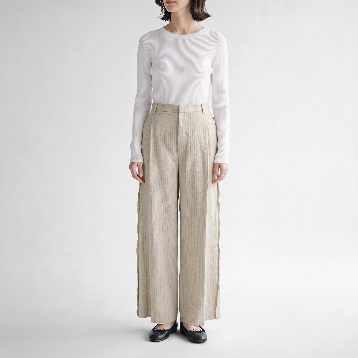26AW enrica ピンストライプトラウザーズ PANTS163