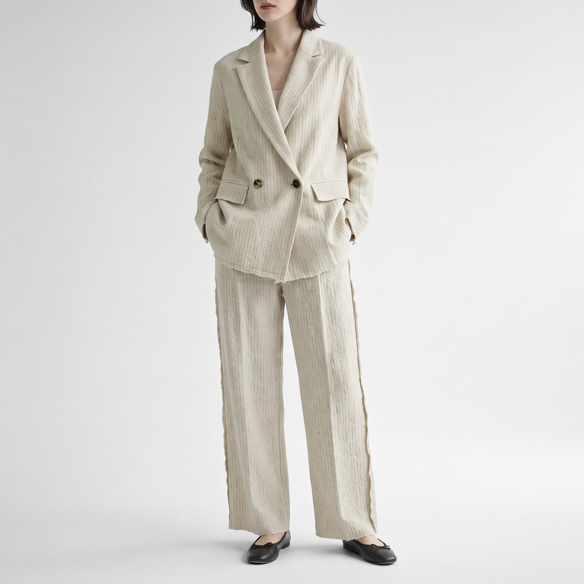 26AW enrica ピンストライプダブルブレストジャケット JACKET036