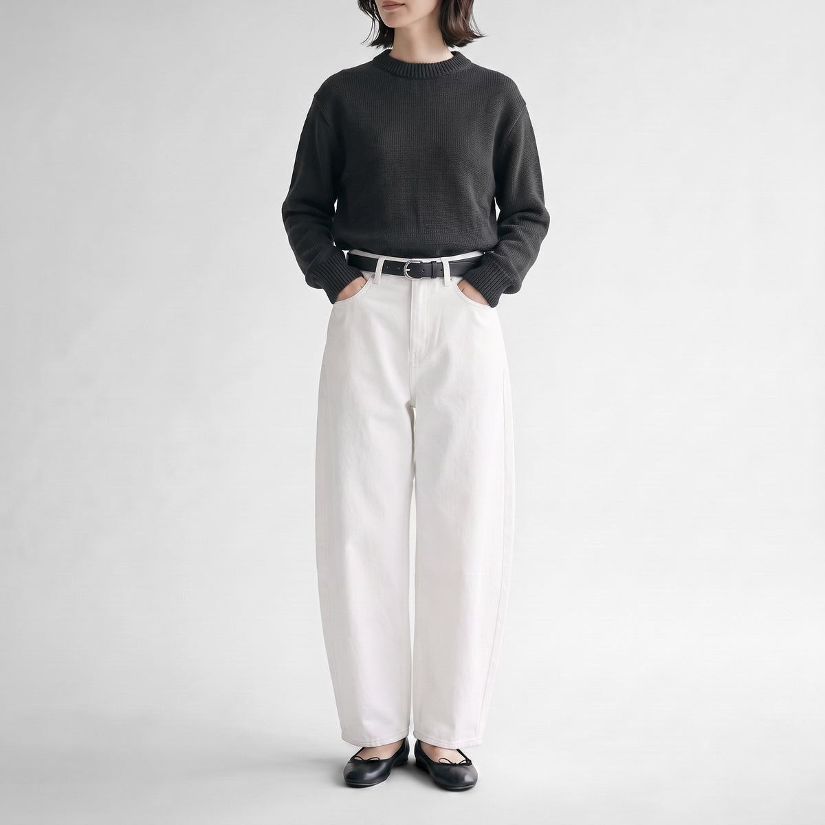 JAMES CHARLOTTE コットンクルーネックニット
