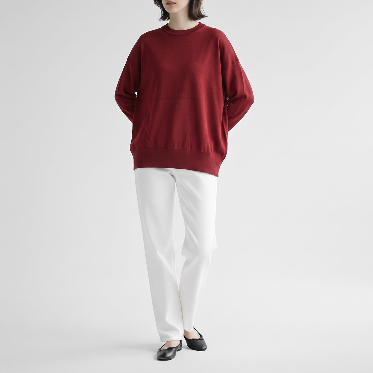 26AW SACRA エクストラファインメリノ クルーネックトップ 126636081