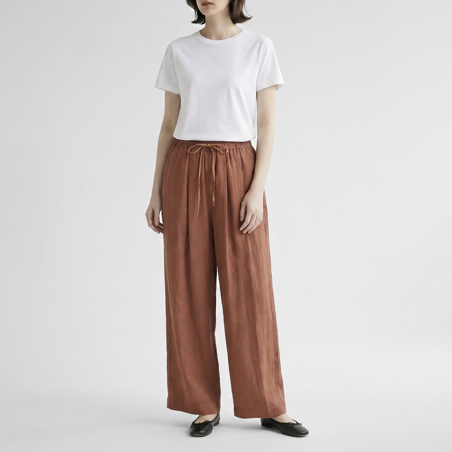 26SS cafune リネン タックギャザー ワイドパンツ 625602