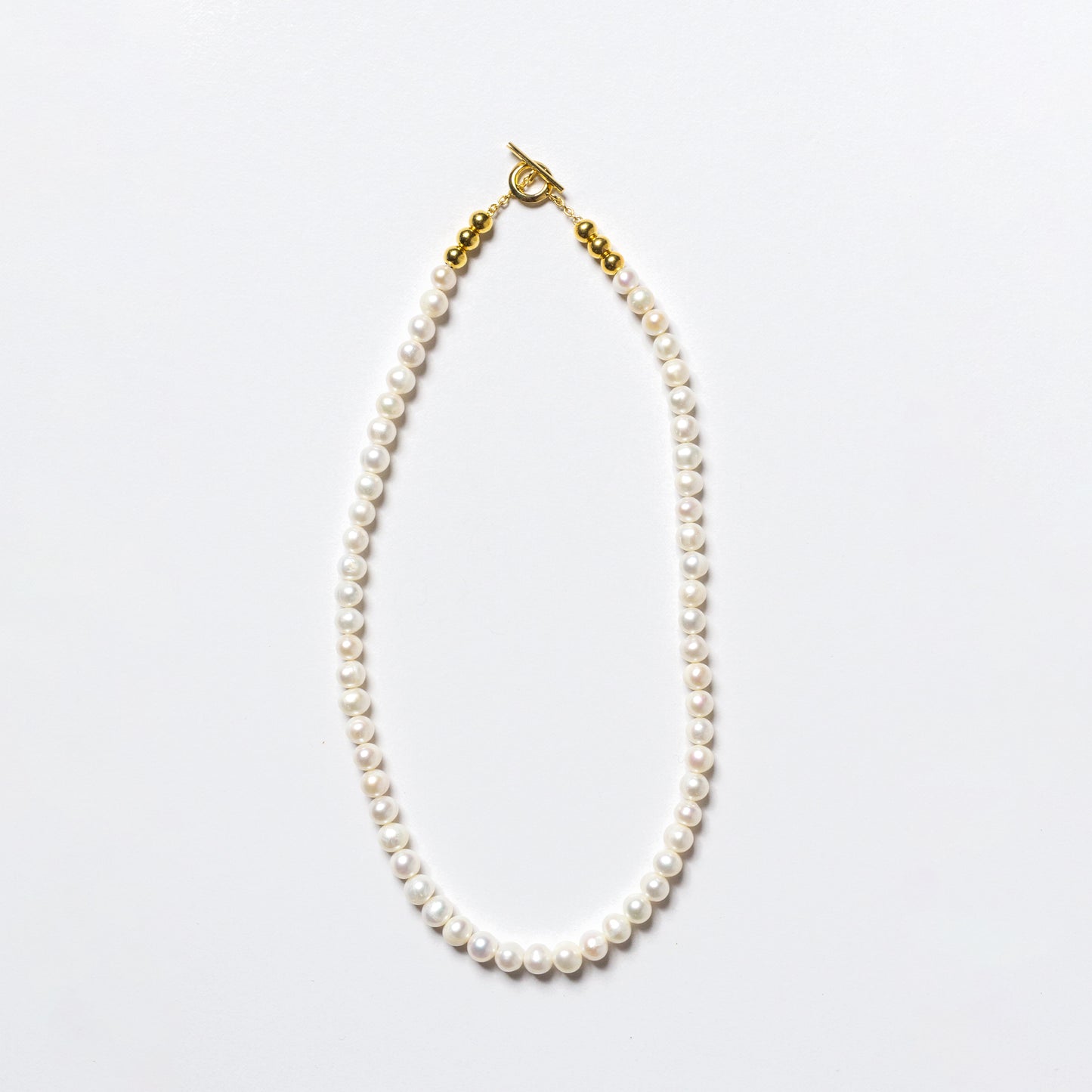 24SS SYMPATHY OF SOUL Style PEARL BEADS T-BAR NECKLACE