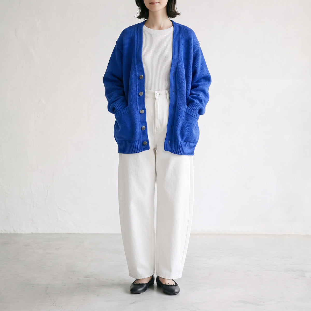26AW Yonetomi ラムウールコットン ニットカーディガン 95-264-032