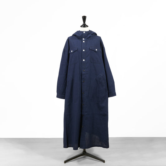 26SS Clip.tab インディゴシャンプレーフードワンピース 3261O-001