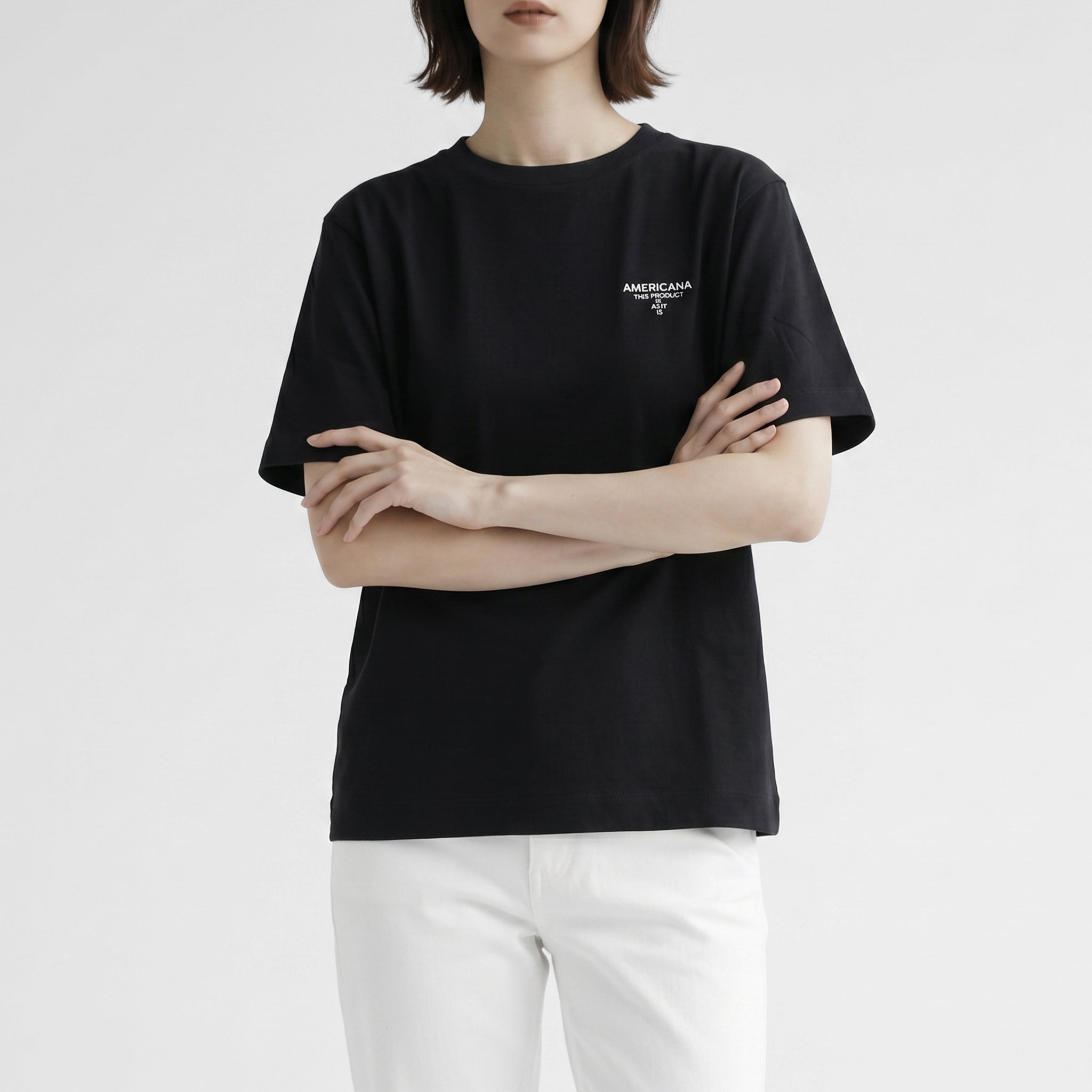 新品AMERICANA サイドジップビッグシルエットTシャツ  黒 7．1オンス ビッグシルエットTシャツ MS1155－16 ブラック